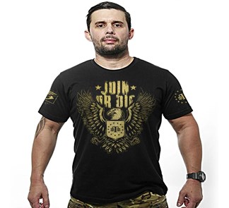 Camiseta Militar Gold Concept Line Team Six Join Or Die preto
